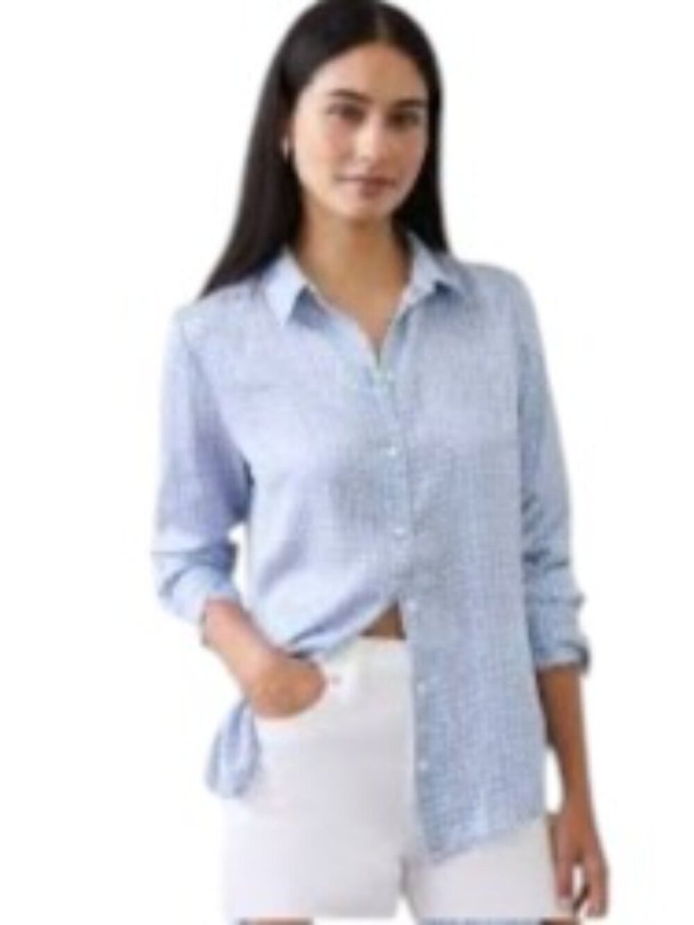 NWT Banana Republic Silky Classic Shirt in Blue Print Large